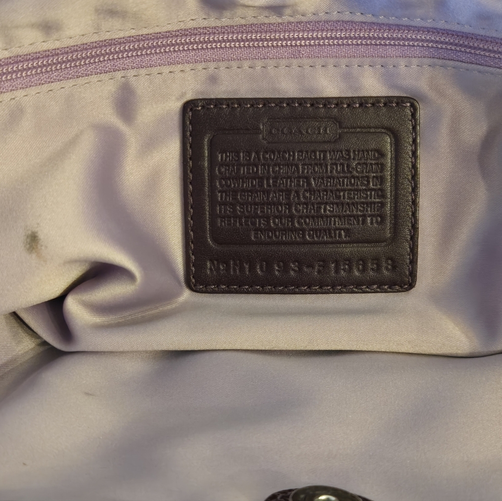 Y2K vintage Coach Signature Frame Carryall. Kisslock. Deep Plum. - Picture 14 of 14